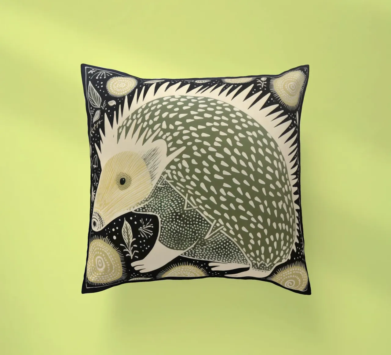 Echidna verde 2 cuscino da Minimal Animal Art