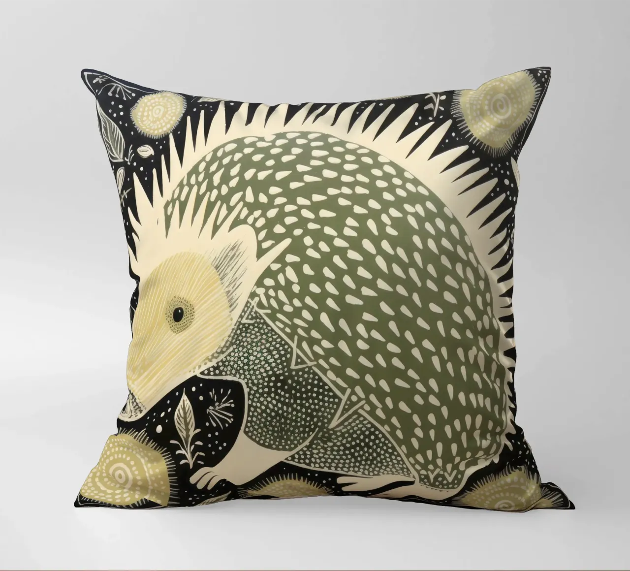 Echidna verde 2 cuscino da Minimal Animal Art