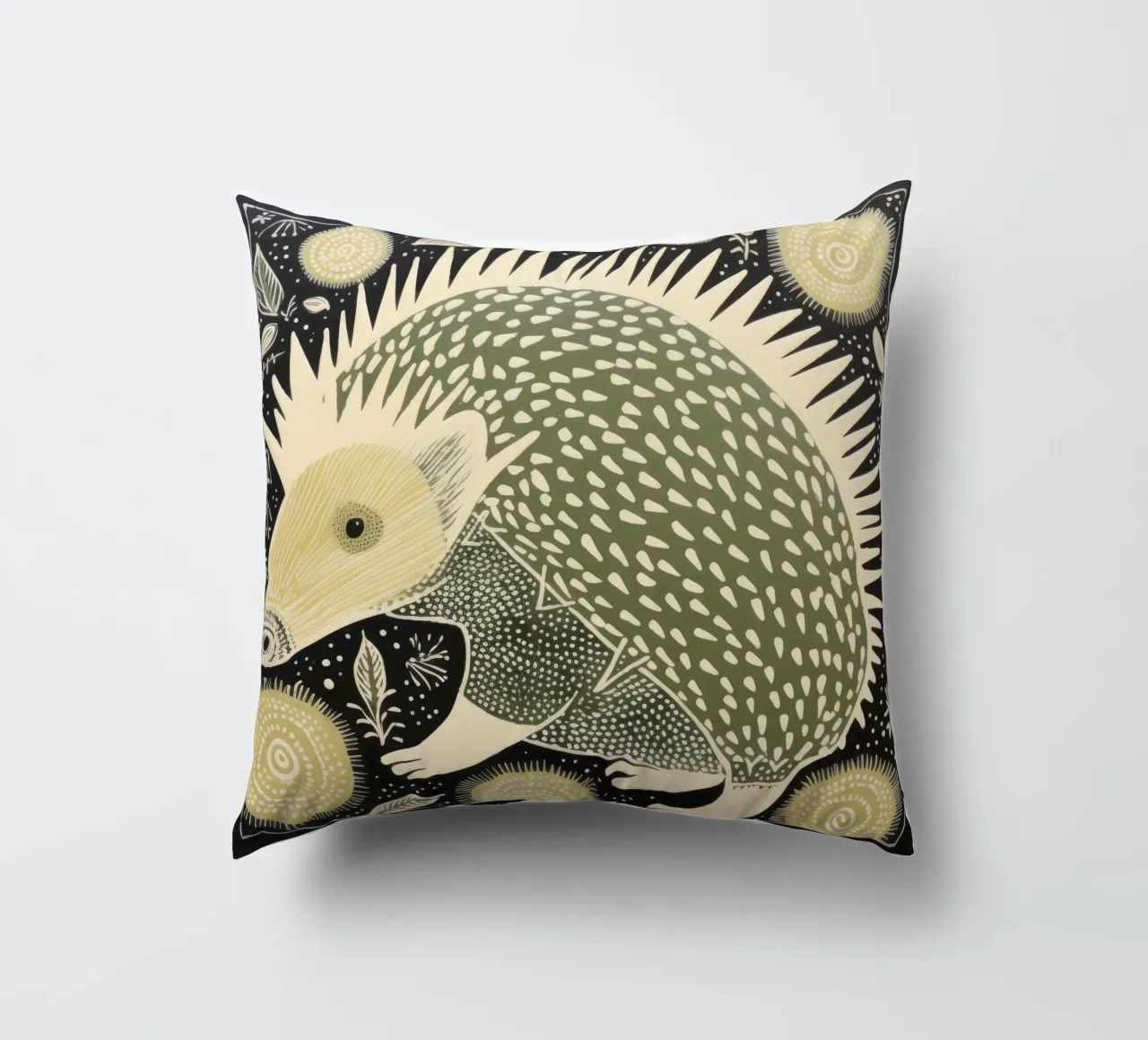 Echidna verde 2 cuscino da Minimal Animal Art