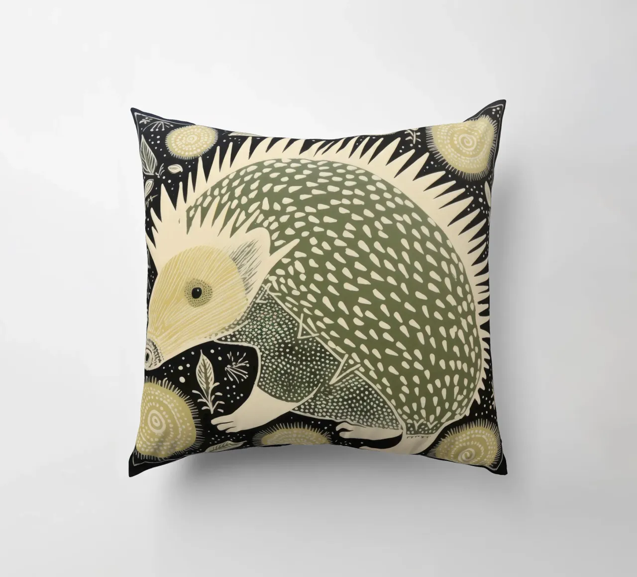 Echidna verde 2 cuscino da Minimal Animal Art