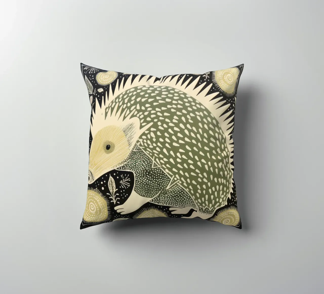 Echidna verde 2 cuscino da Minimal Animal Art