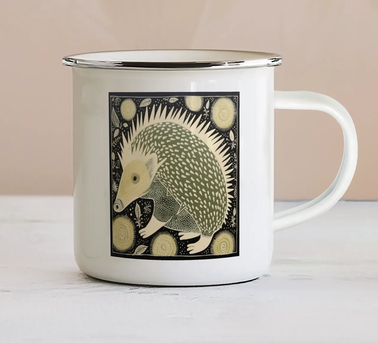 Echidna verde 2 tazza in smalto da Minimal Animal Art