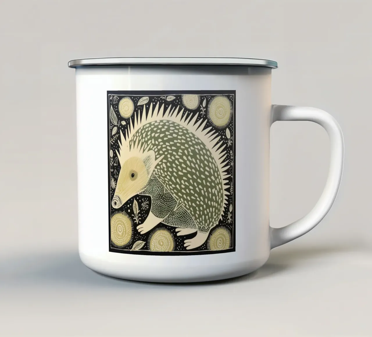 Echidna verde 2 tazza in smalto da Minimal Animal Art