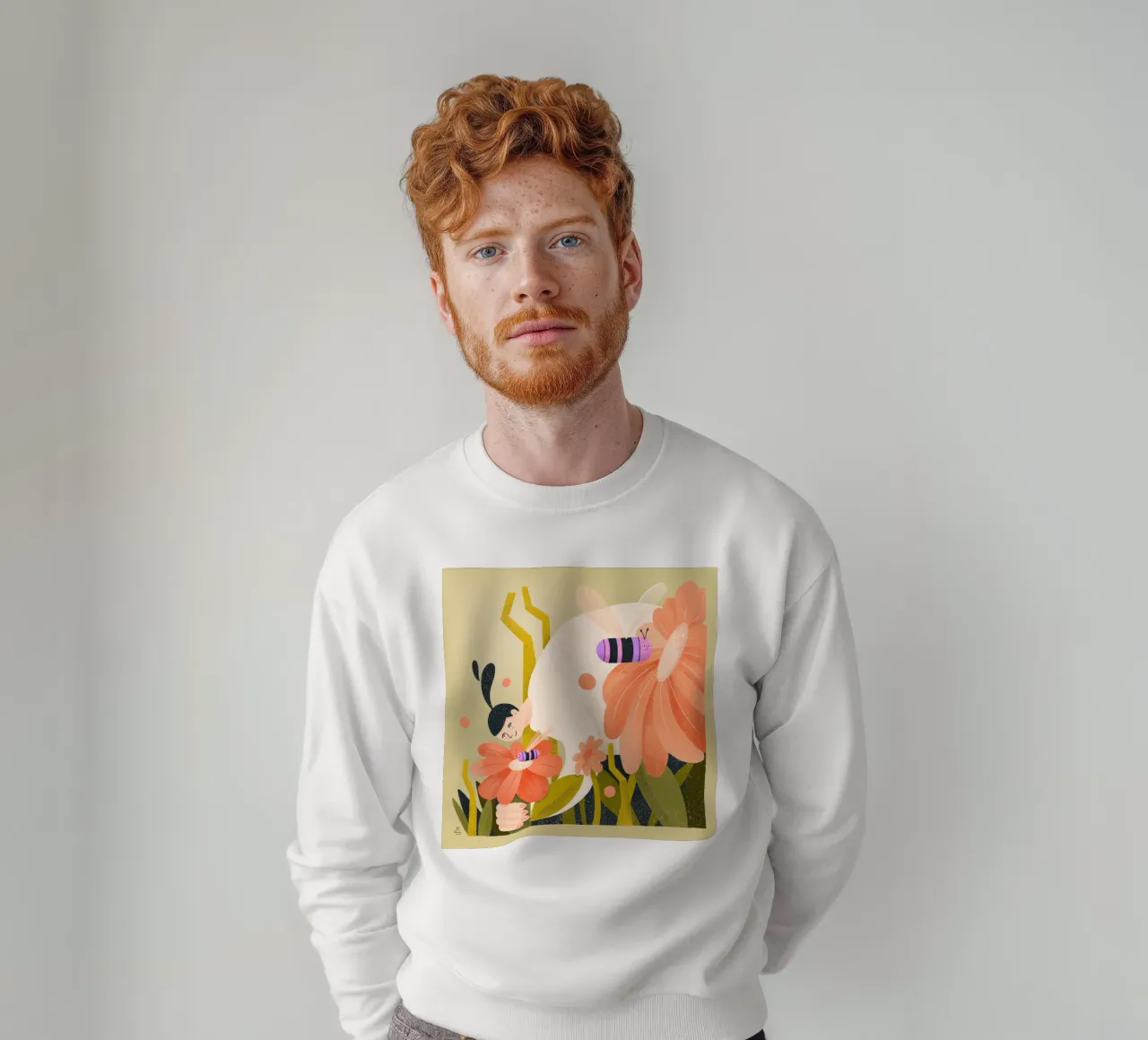 Prato fiorito con api e donna felpa da Bold & Beautiful