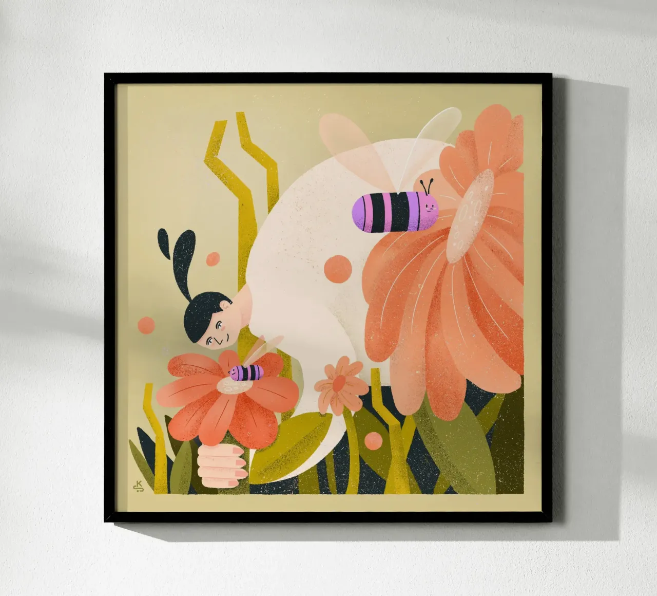 Prato fiorito con api e donna poster da Bold & Beautiful