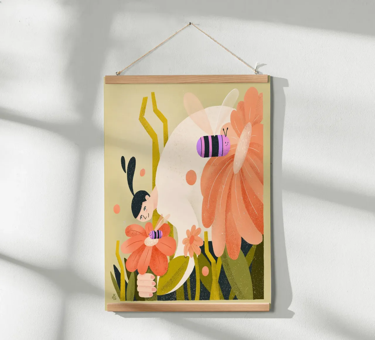 Prato fiorito con api e donna carta hahnemühle da Bold & Beautiful