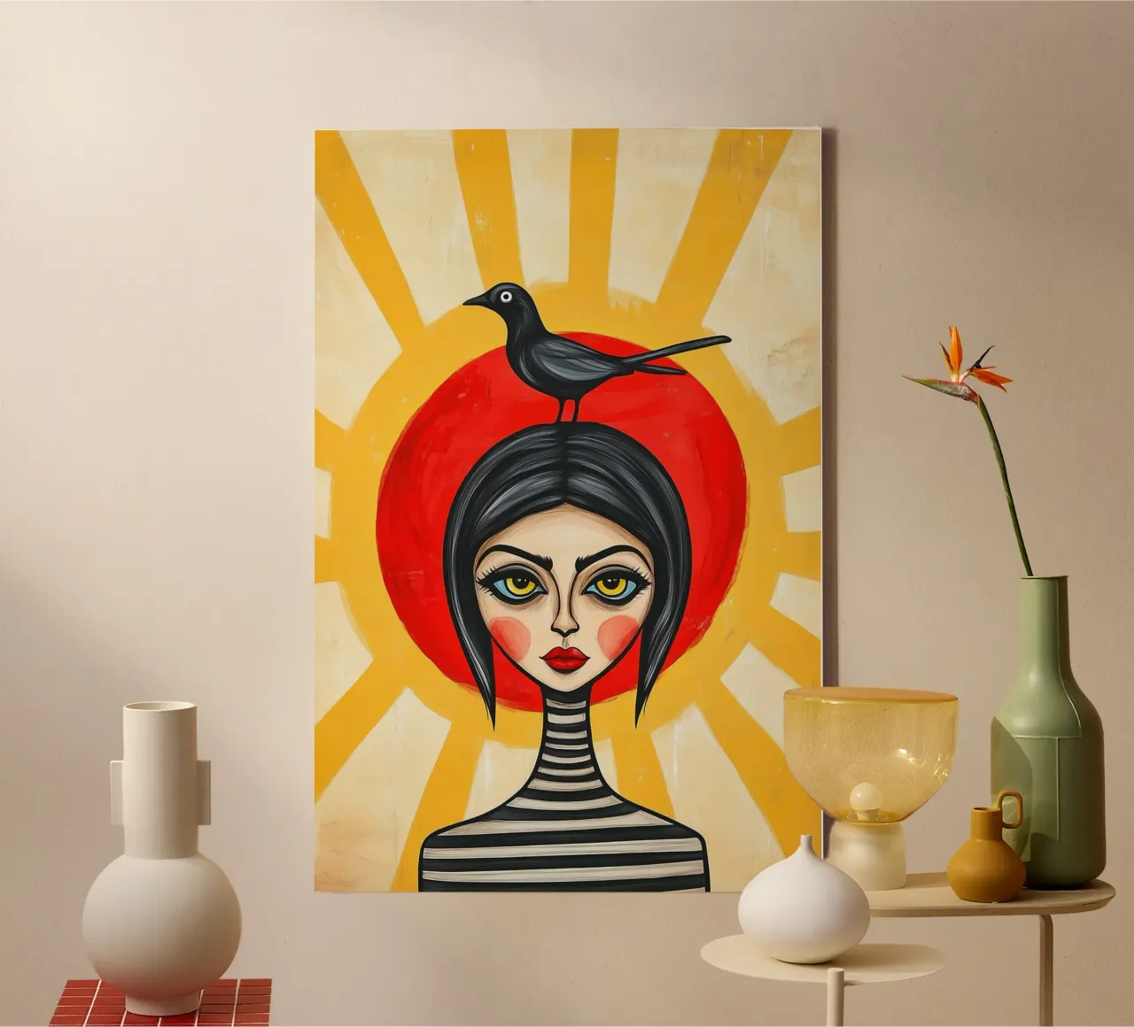Sun view and shadow crow canvas with Floater frame by melipo-art