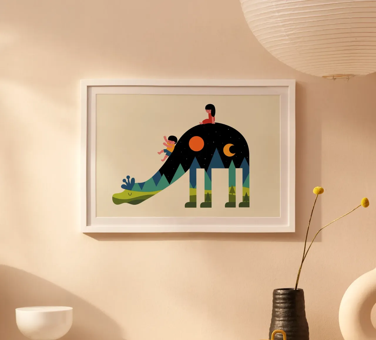 Su e giù poster con telaio in alluminio da Andy Westface