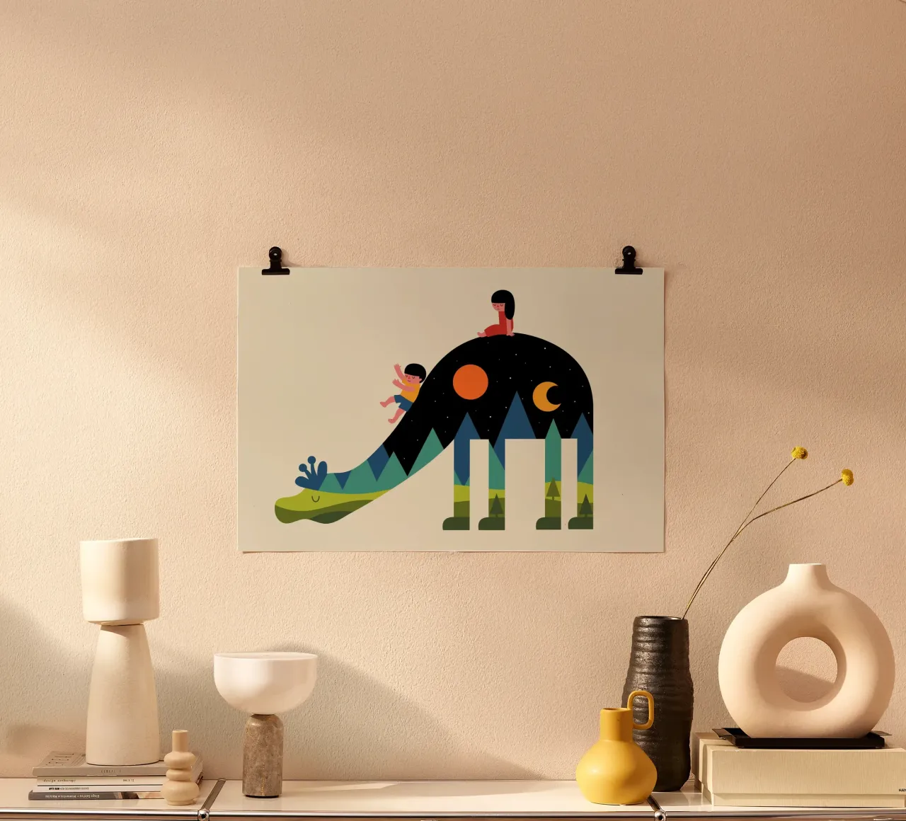 Su e giù poster con telaio in alluminio da Andy Westface