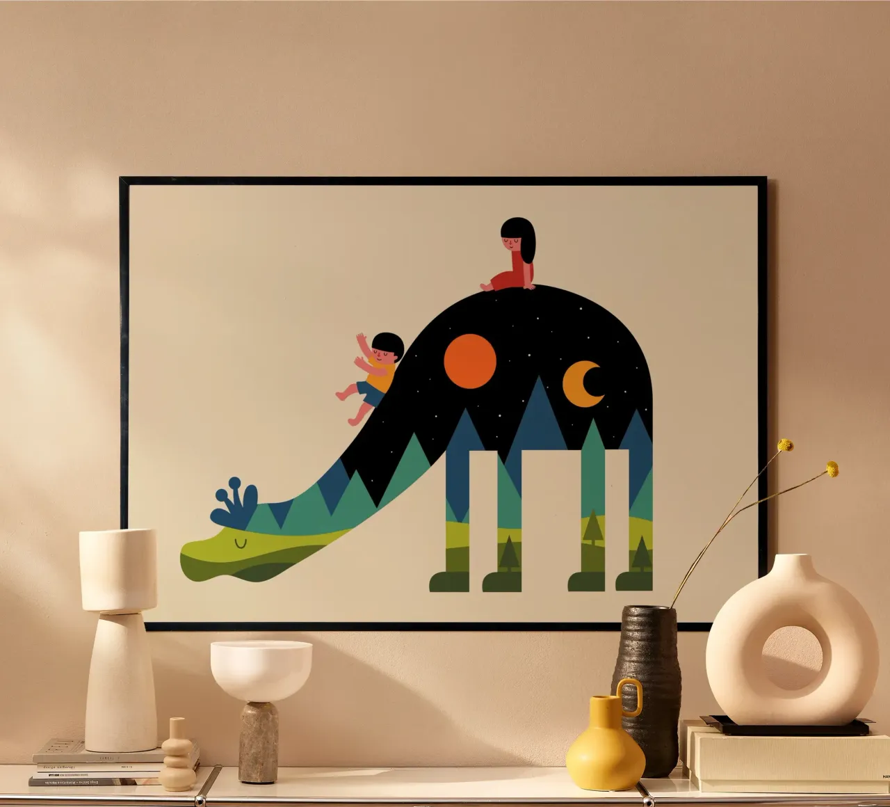 Su e giù poster con telaio in alluminio da Andy Westface