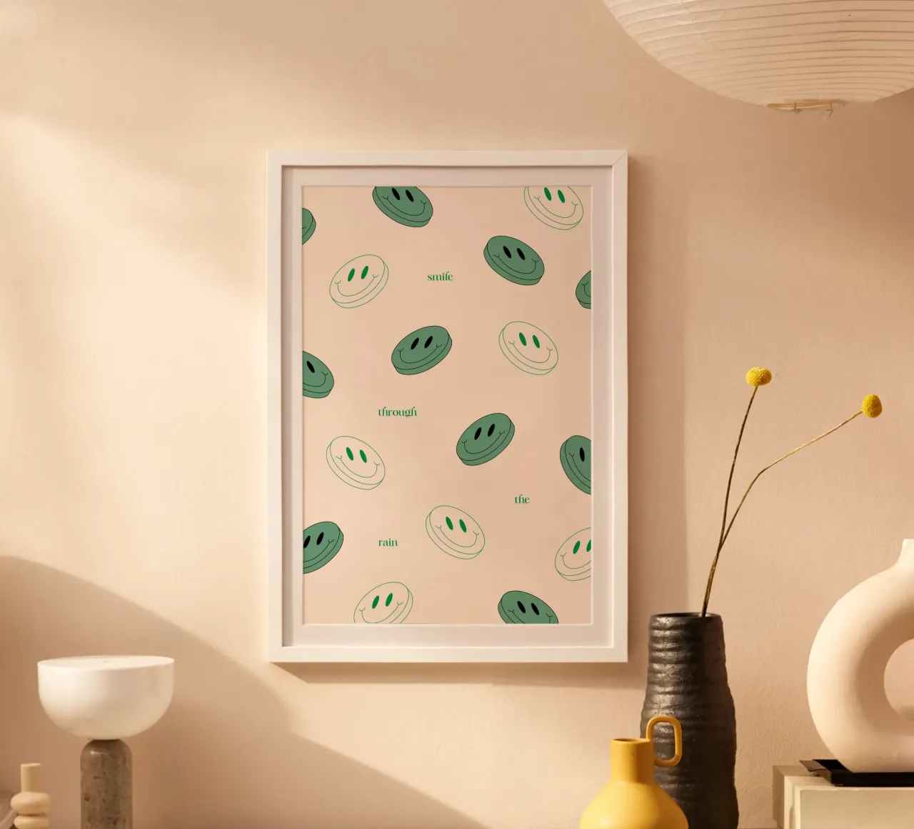 Smile through the Rain Print (Sourire sous la pluie) poster avec cadre en aluminium de KOKRPrints
