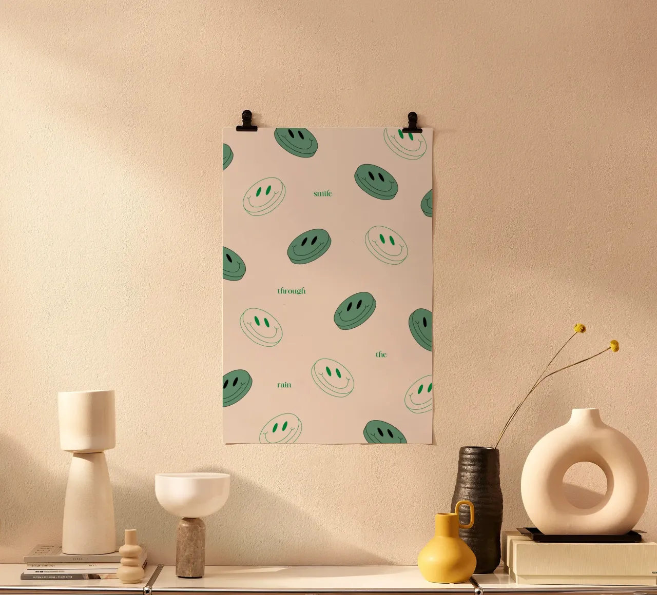 Smile through the Rain Print (Sourire sous la pluie) poster avec cadre en aluminium de KOKRPrints