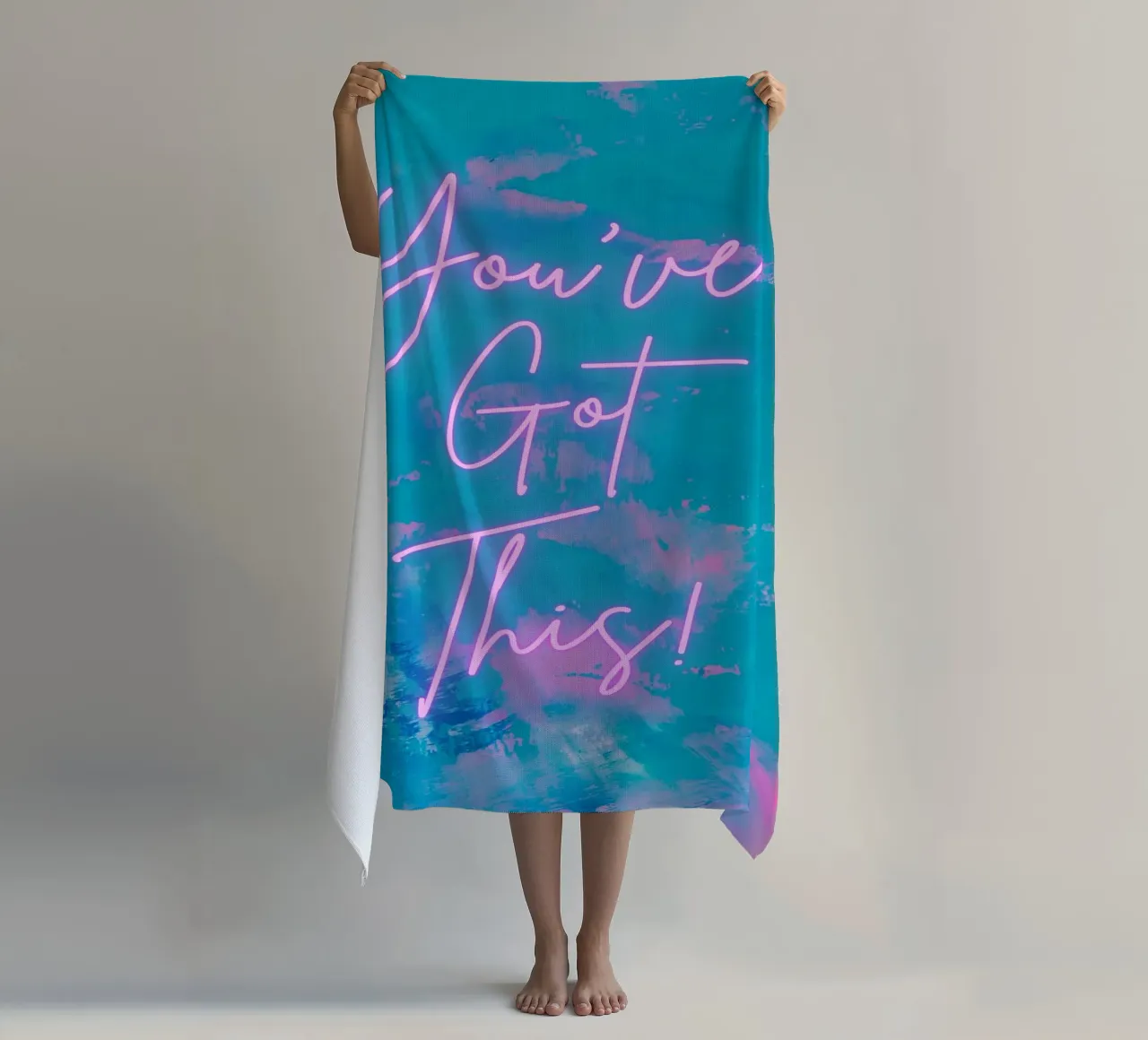 'You've Got This!' Colorful Abstract Print beach towel by FABOArt