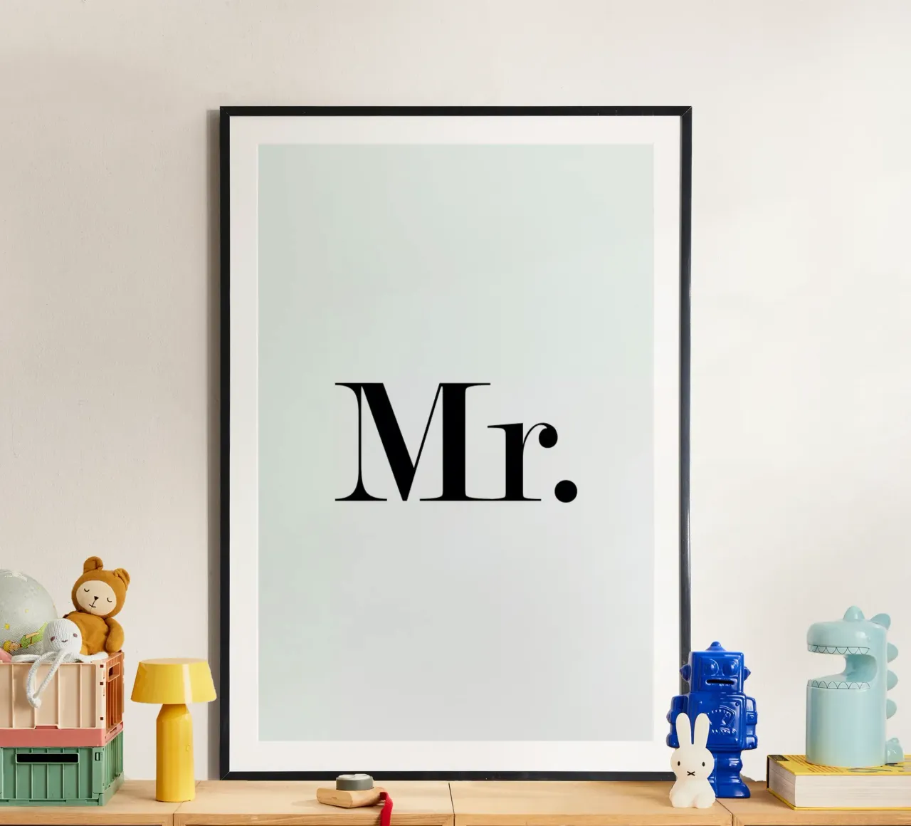 Mr. poster con telaio in plastica da Mottos by Sinan Saydik