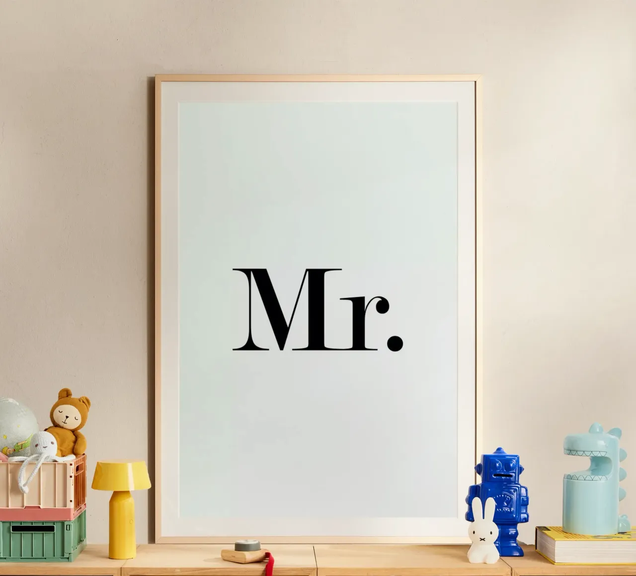 Mr. poster con telaio in plastica da Mottos by Sinan Saydik