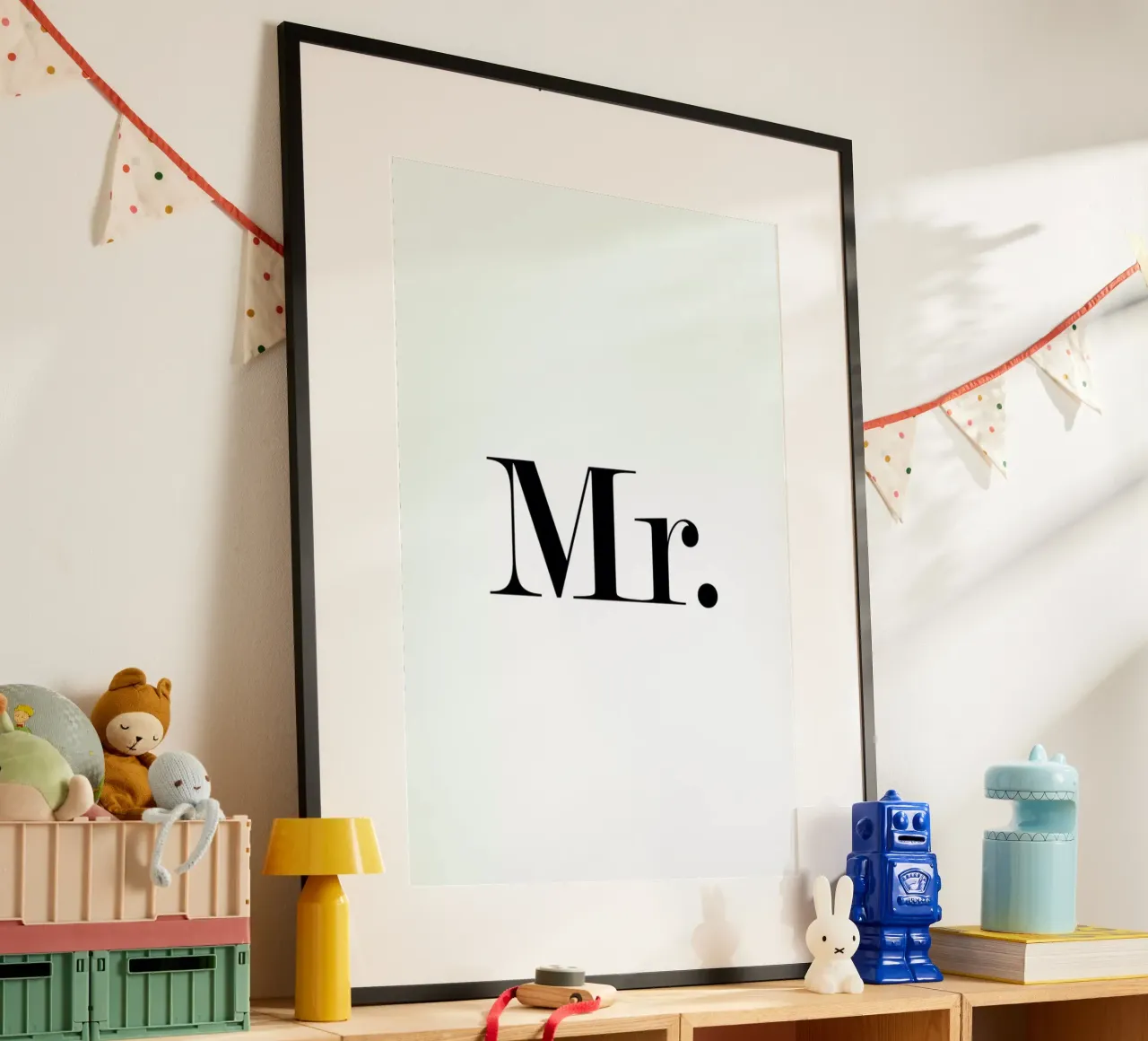 Mr. poster con telaio in plastica da Mottos by Sinan Saydik