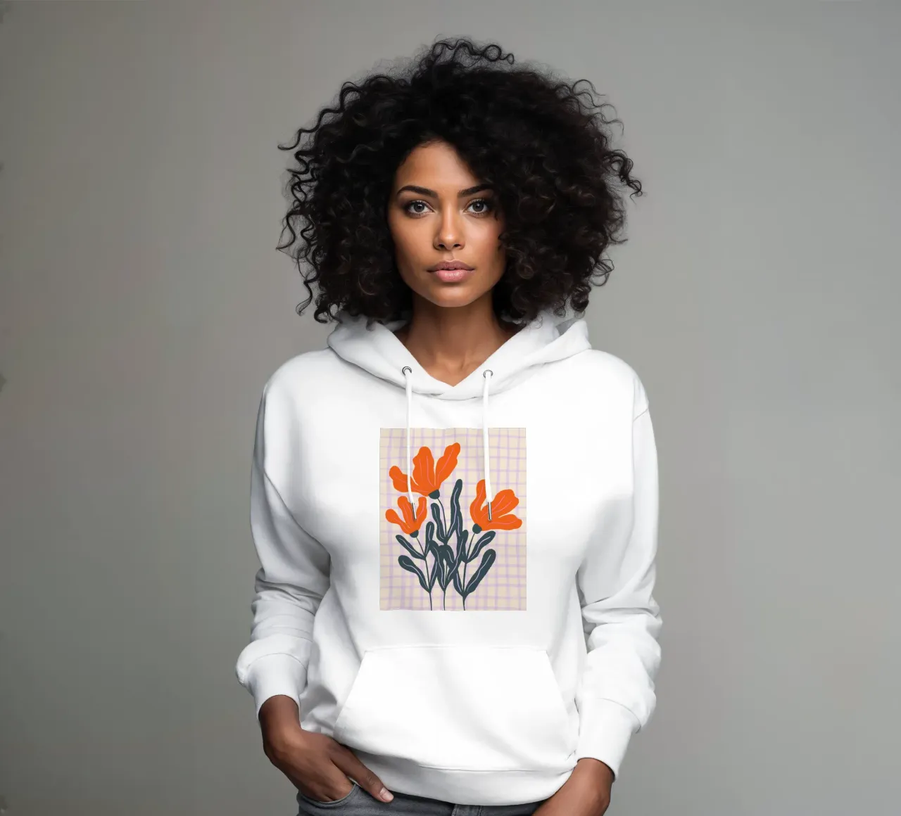 Flores abstractas en una cuadrícula 2 sudadera con capucha de Wackapacka