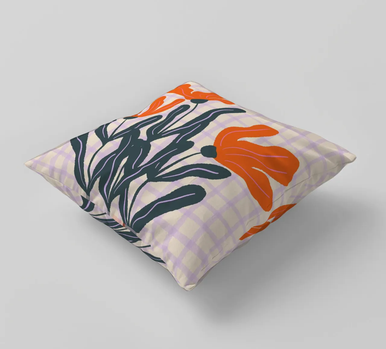 Abstract flowers on a grid pattern 2 decorative cushion by Wackapacka