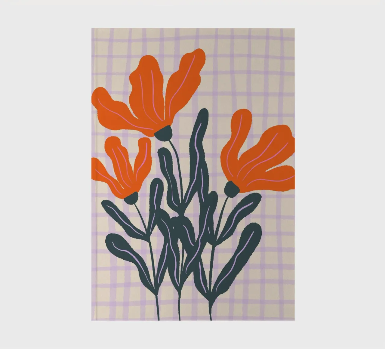 Abstract flowers on a grid pattern 2 notebook by Wackapacka