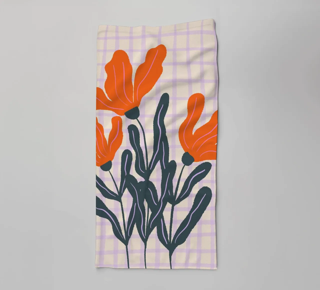 Abstract flowers on a grid pattern 2 towel by Wackapacka