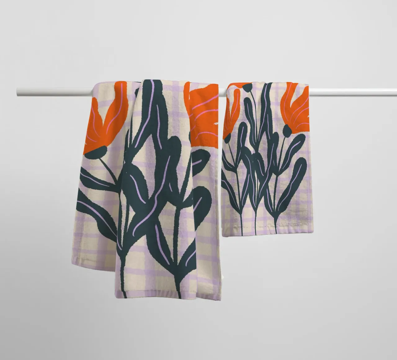 Abstract flowers on a grid pattern 2 towel by Wackapacka