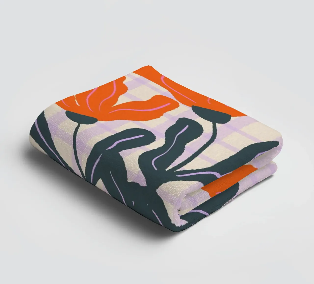 Abstract flowers on a grid pattern 2 towel by Wackapacka