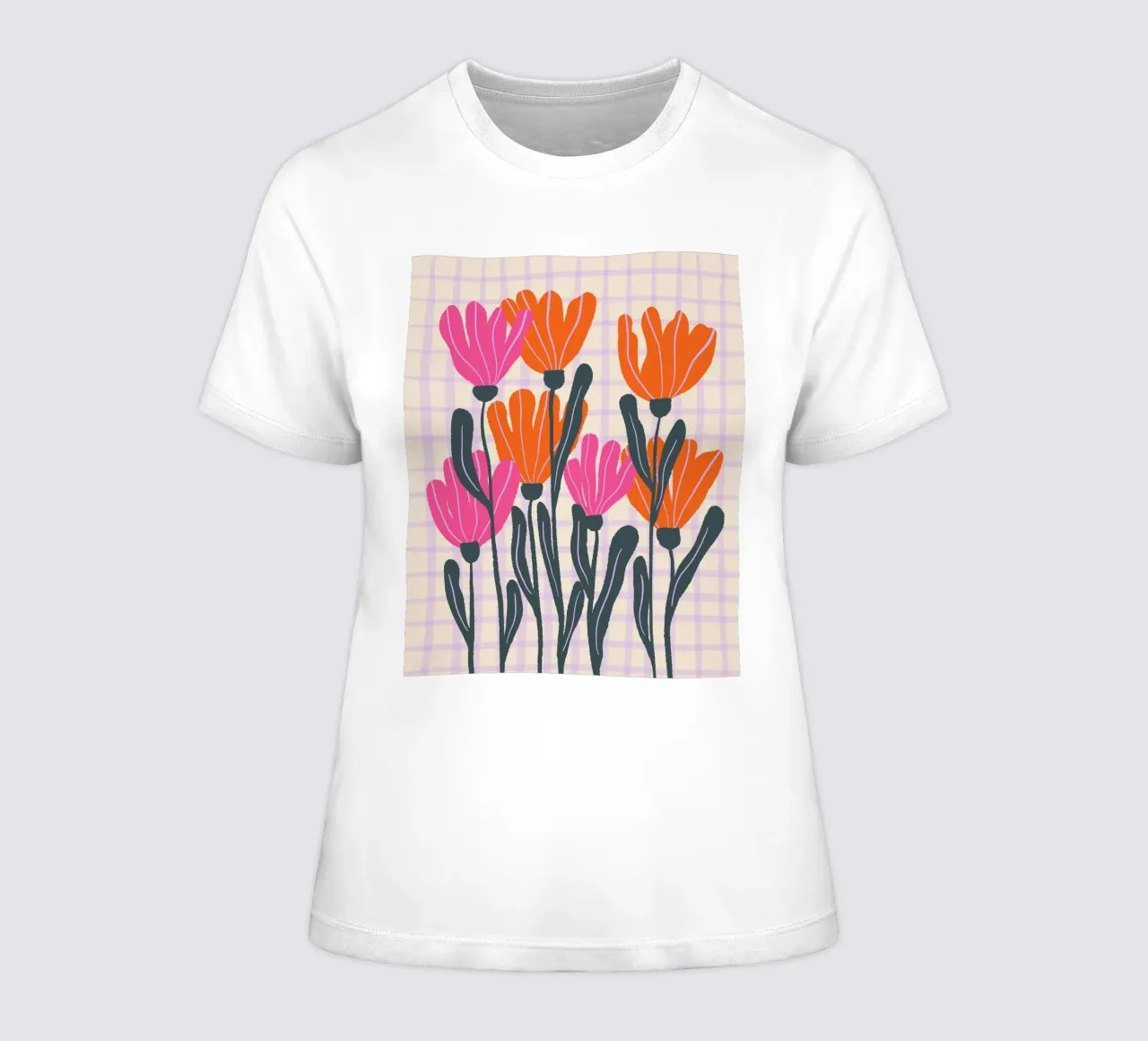 Flores abstractas en una cuadrícula 3 camiseta de mujer de Wackapacka