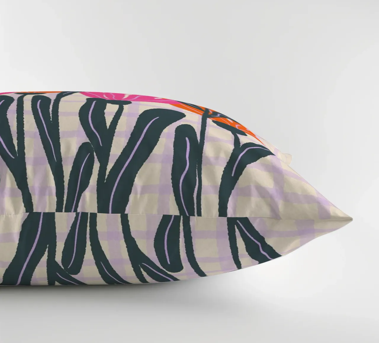 Abstract flowers on a grid pattern 3 decorative cushion by Wackapacka