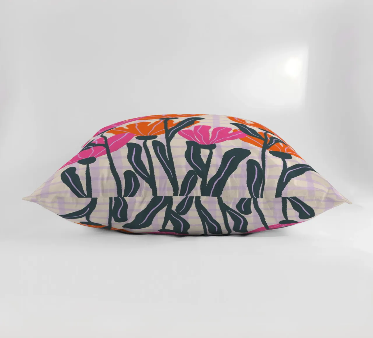 Abstract flowers on a grid pattern 3 decorative cushion by Wackapacka