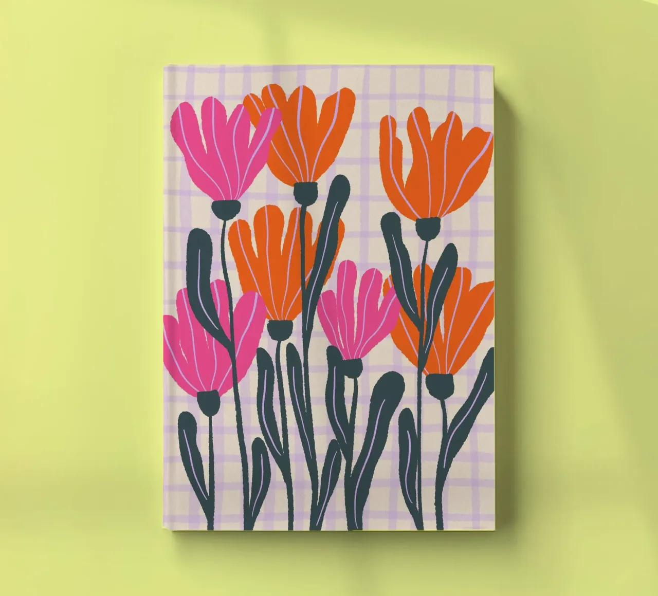 Abstract flowers on a grid pattern 3 notebook by Wackapacka