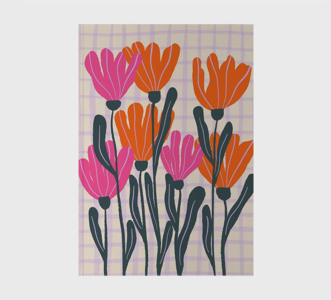 Abstract flowers on a grid pattern 3 notebook by Wackapacka