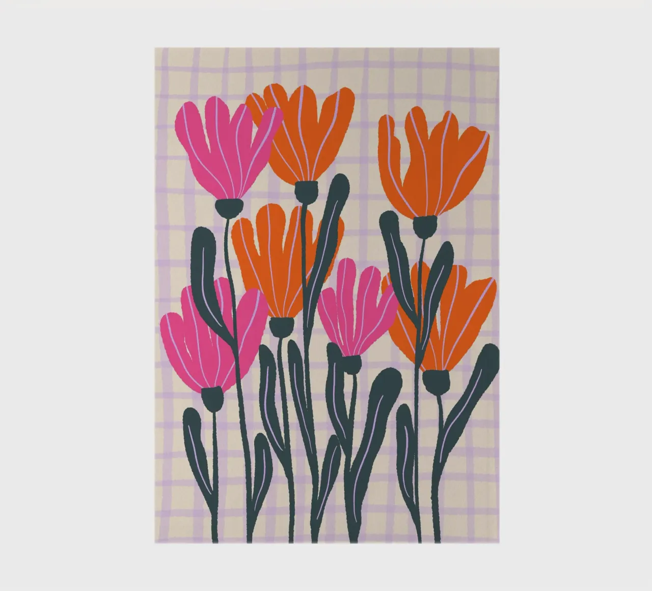 Abstract flowers on a grid pattern 3 notebook by Wackapacka