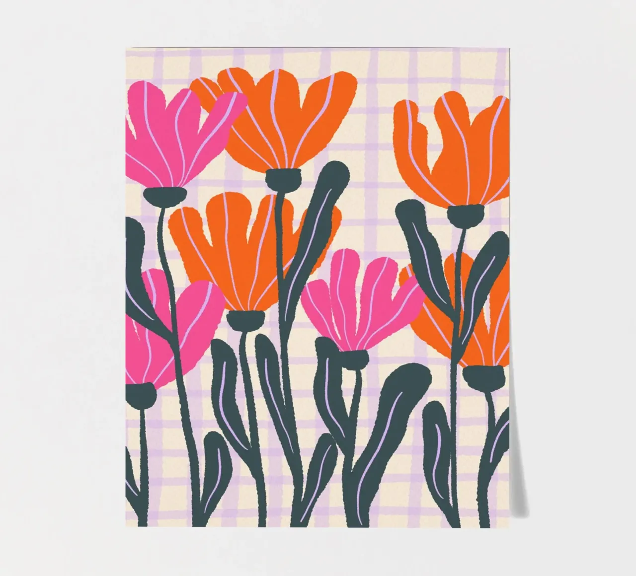 Abstract flowers on a grid pattern 3 sticker sheet by Wackapacka