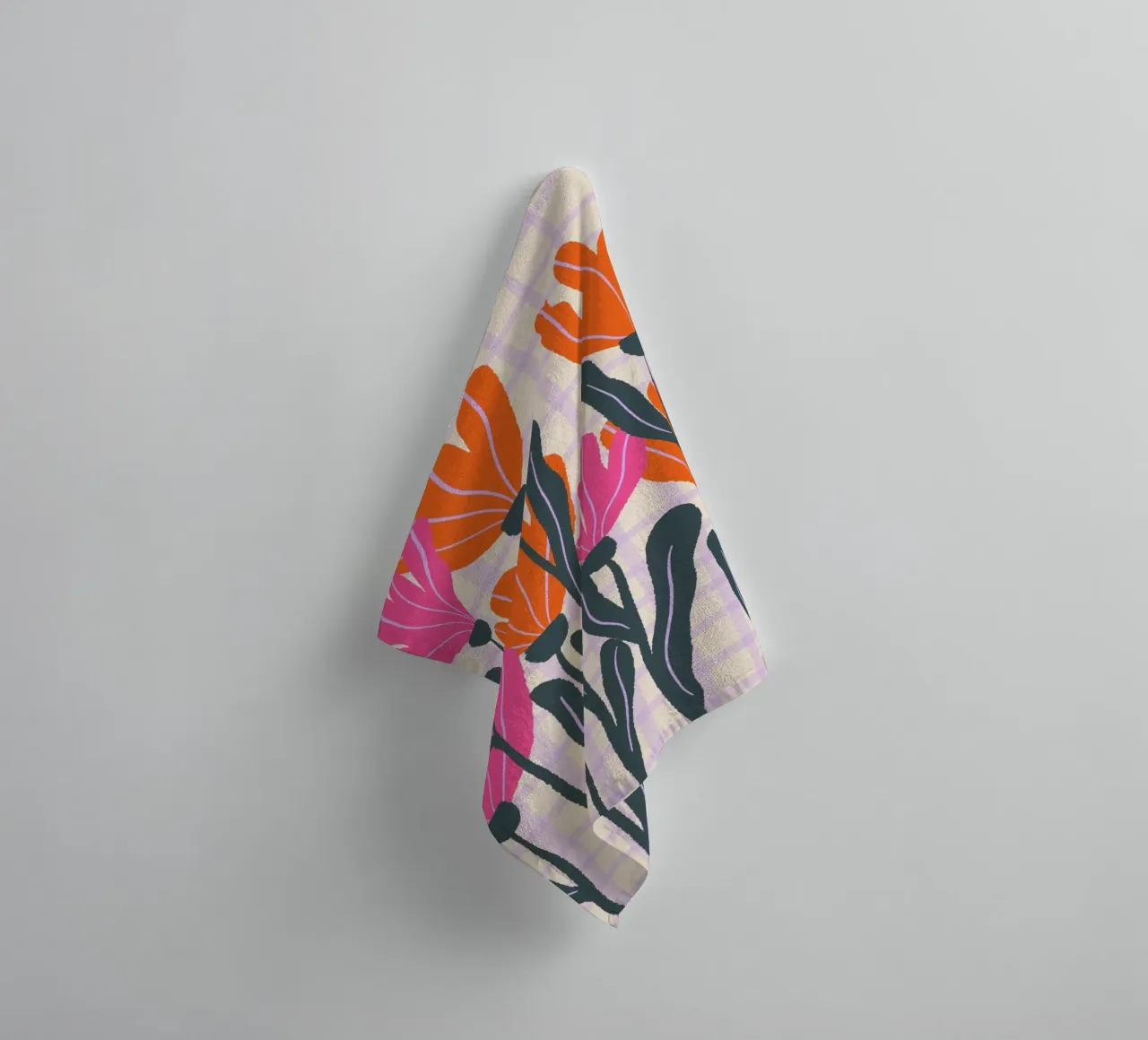 Abstract flowers on a grid pattern 3 towel by Wackapacka