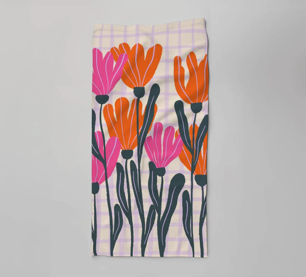 Abstract flowers on a grid pattern 3 towel by Wackapacka