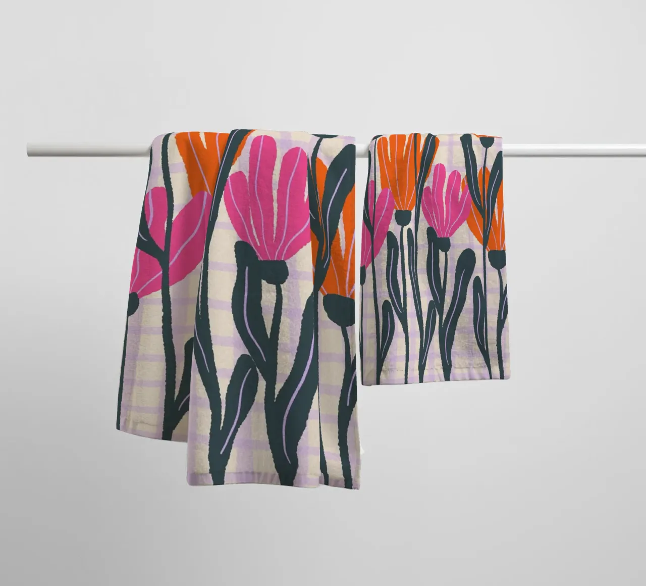 Abstract flowers on a grid pattern 3 towel by Wackapacka