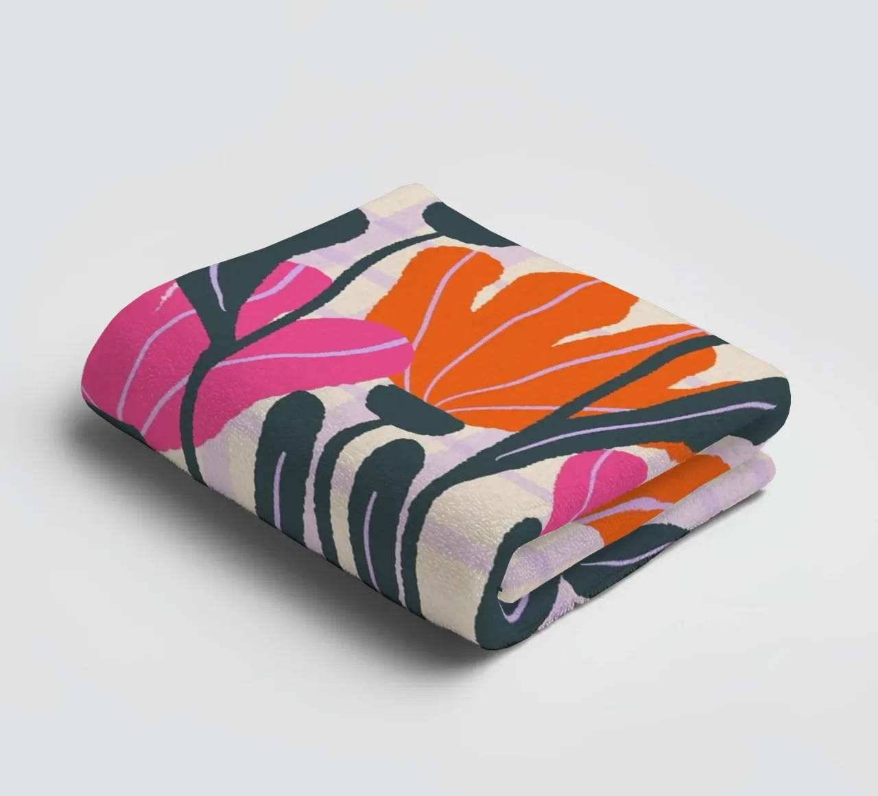 Abstract flowers on a grid pattern 3 towel by Wackapacka