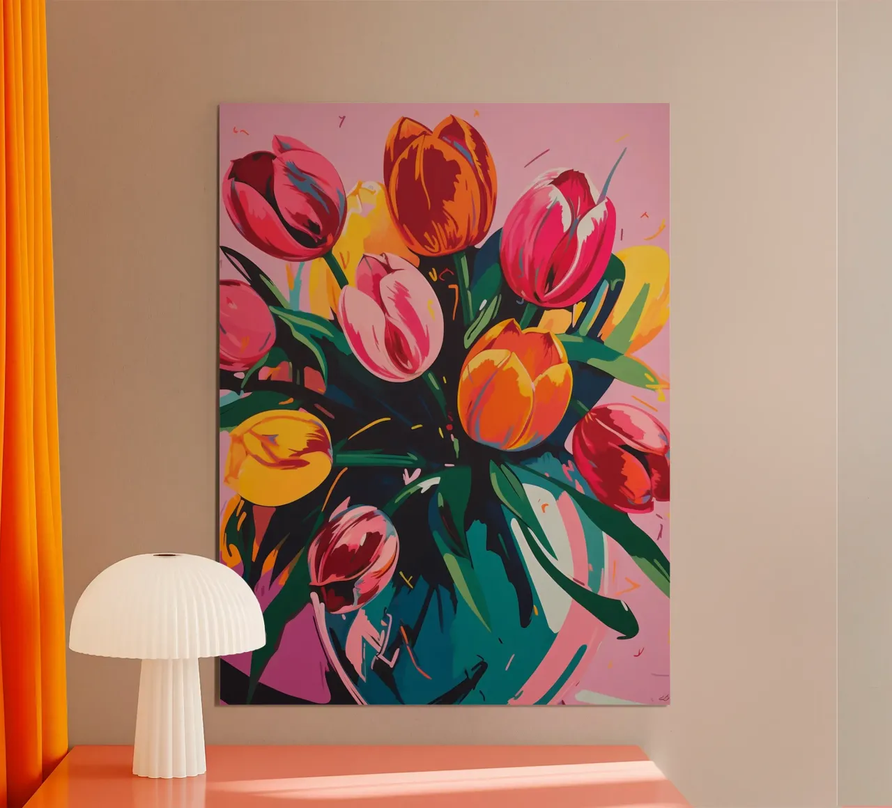 Tulipani colorati poster con telaio in legno da Katja Stehle Design