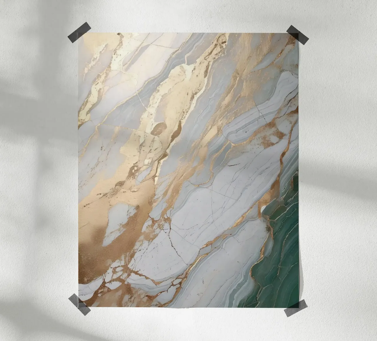 Weiß Gold Stein Aura Achat - Harmonie Chakra Selbstliebe poster con telaio in plastica da bujaboom