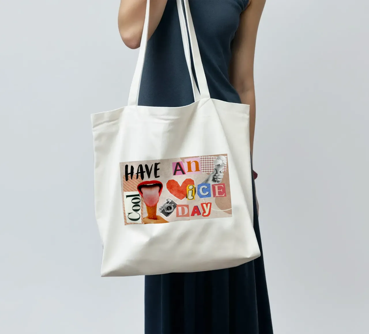 Have an ice day - cool & funny pun to be nice borsa in juta da Collage Quotes