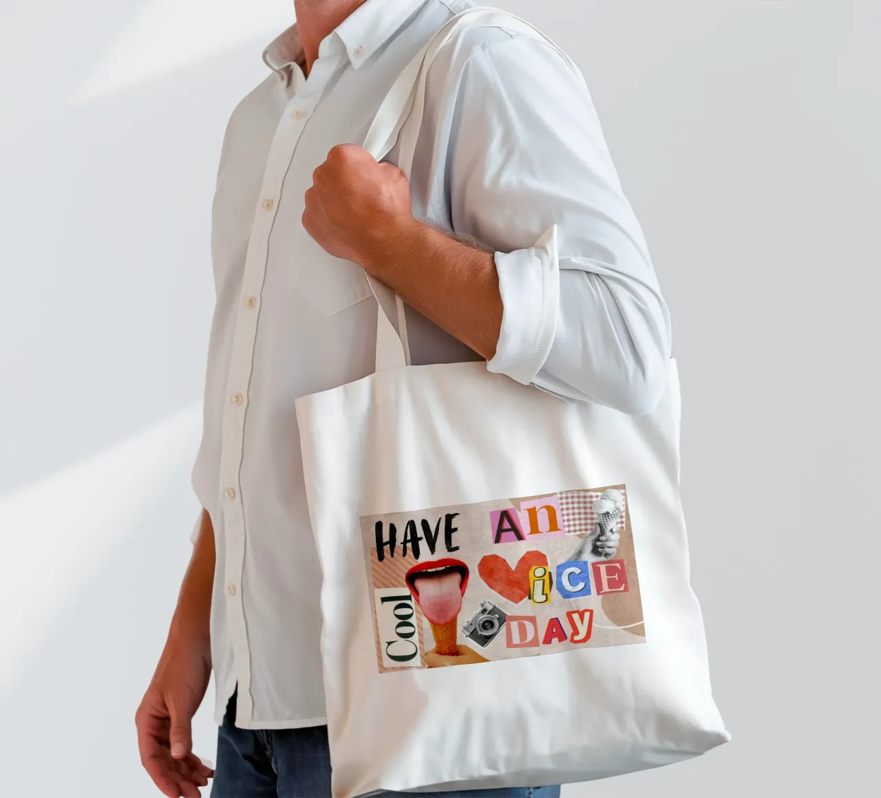 Have an ice day - cool & funny pun to be nice borsa in juta da Collage Quotes
