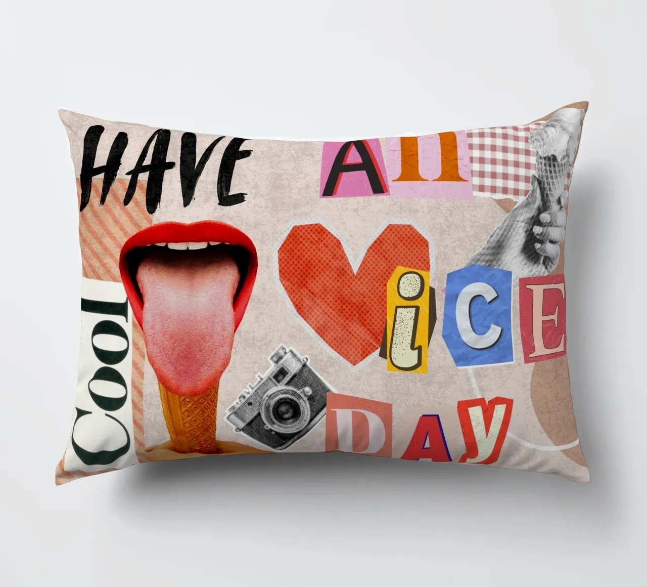 Have an ice day - cool & funny pun to be nice cuscino da Collage Quotes
