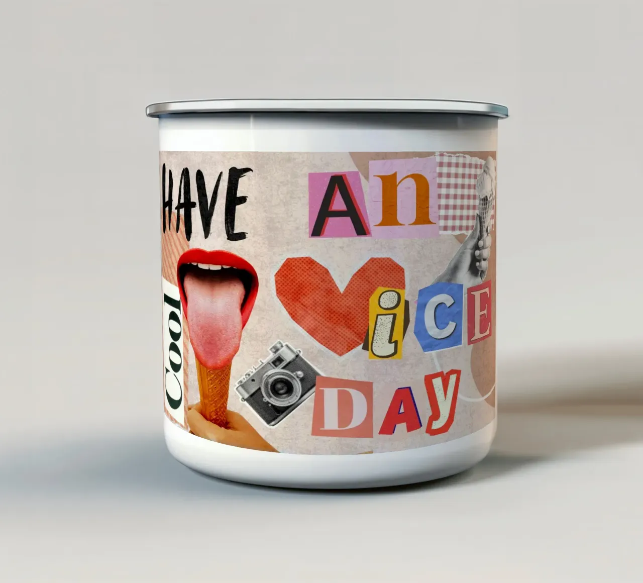 Have an ice day - cool & funny pun to be nice tazza in smalto da Collage Quotes