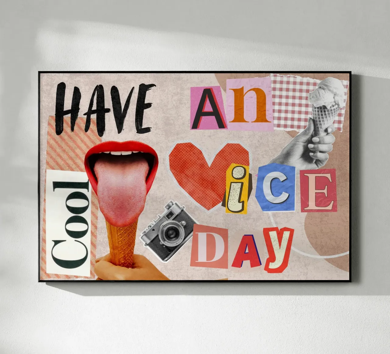 Have an ice day - cool & funny pun to be nice metacrilato de Collage Quotes