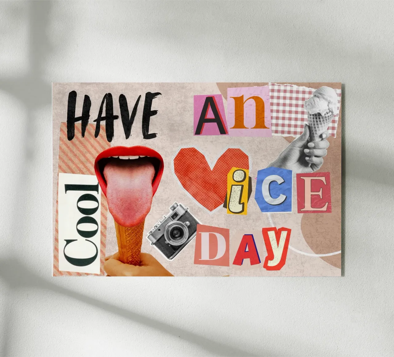 Have an ice day - cool & funny pun to be nice metacrilato de Collage Quotes