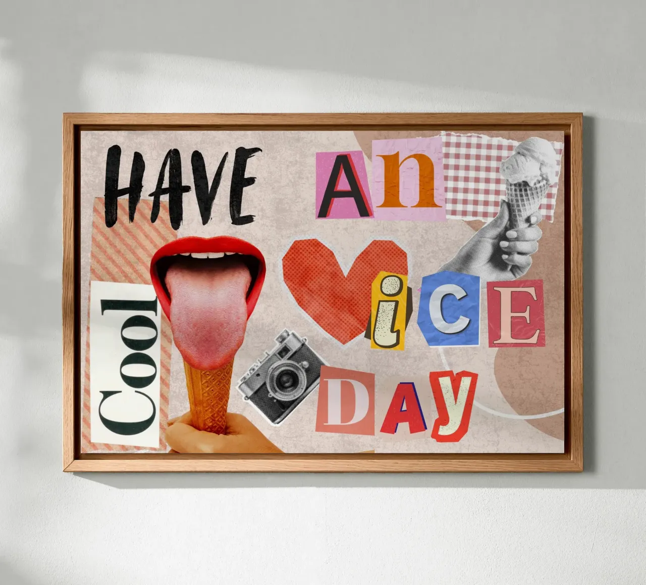 Have an ice day - cool & funny pun to be nice tela con Cornice a cassetta da Collage Quotes