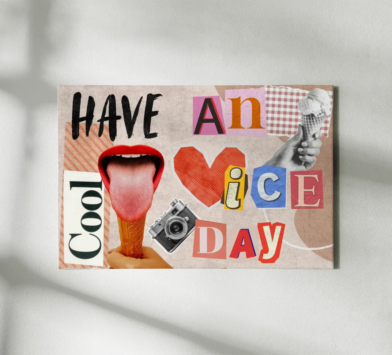Have an ice day - cool & funny pun to be nice tela con Cornice a cassetta da Collage Quotes