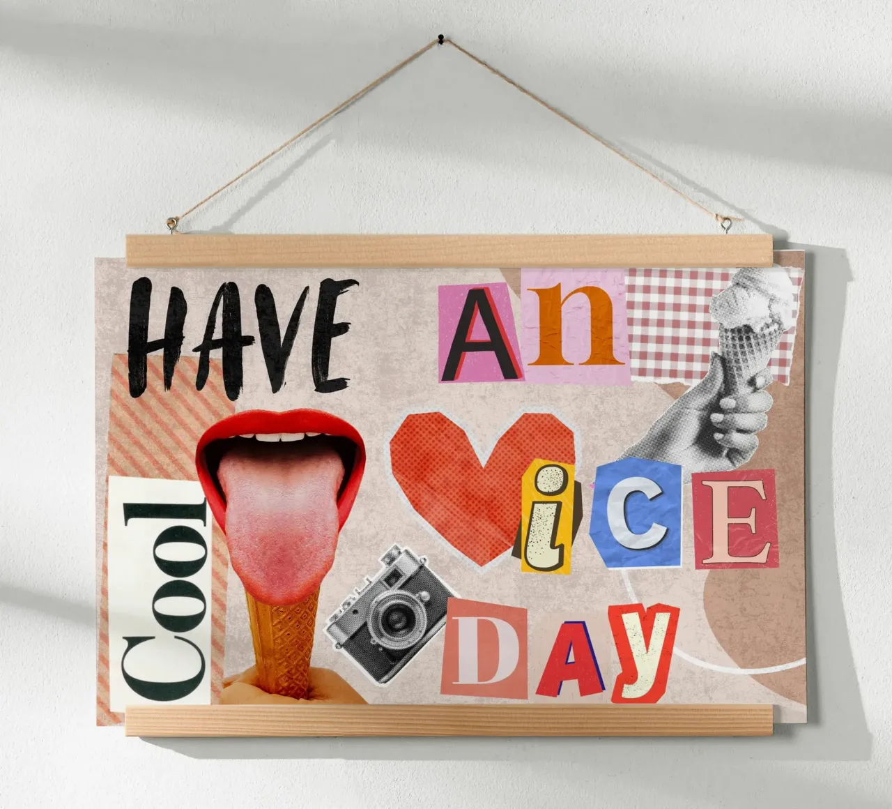 Have an ice day - cool & funny pun to be nice poster con telaio in plastica da Collage Quotes