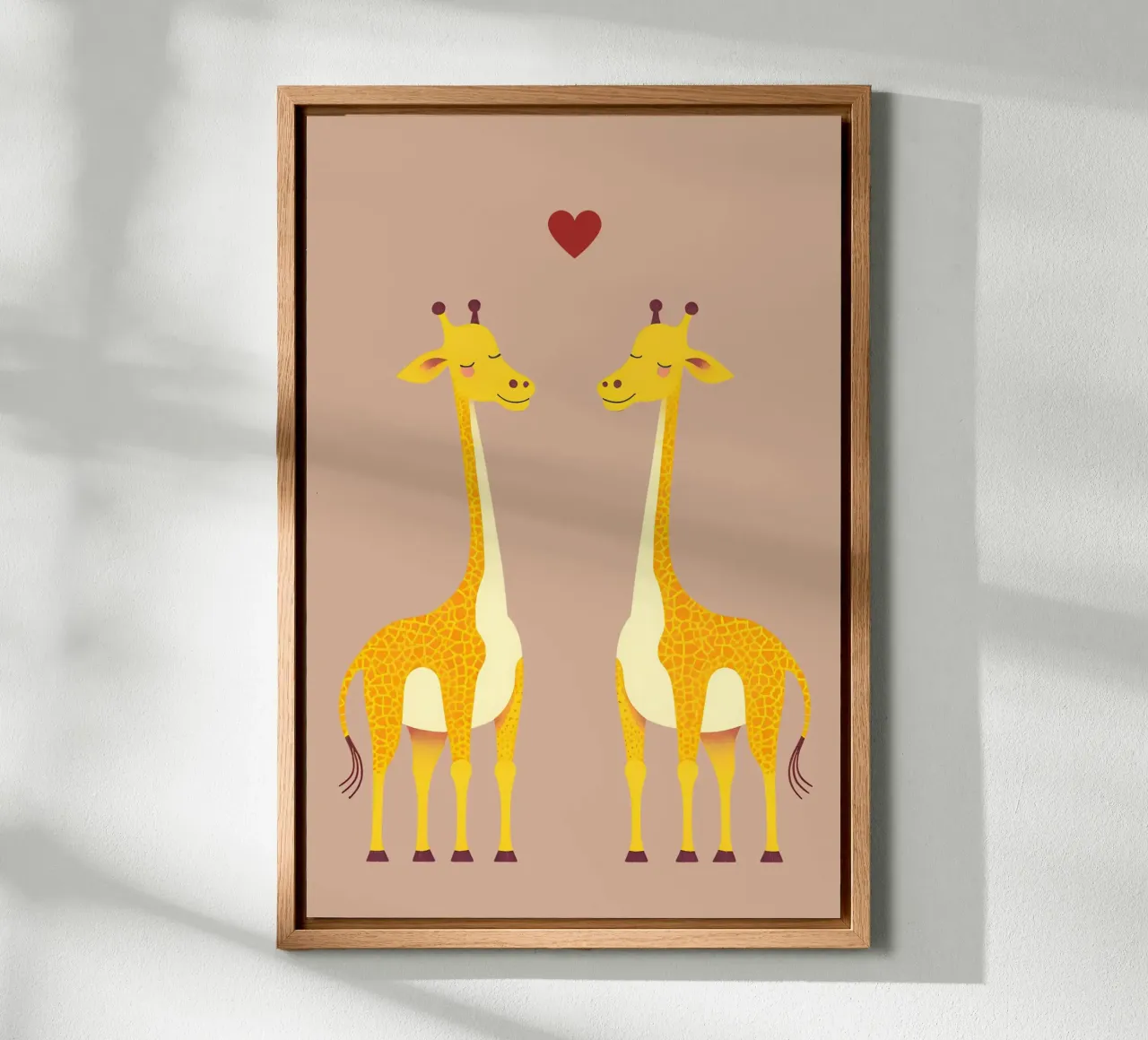 Giraffe liefde - schattig en schattig dierenpaar canvas met Baklijst van Punderful Day