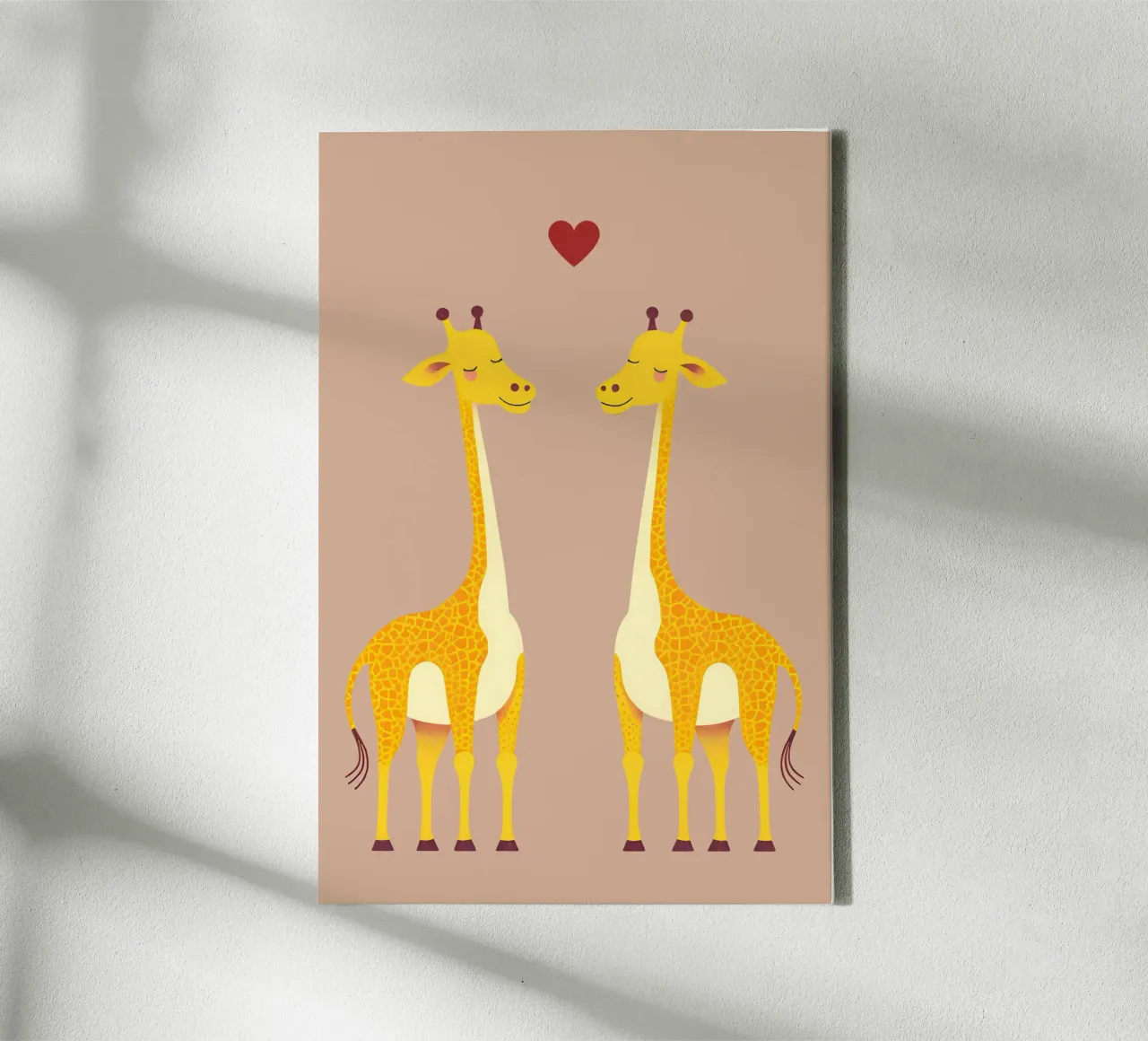Giraffe liefde - schattig en schattig dierenpaar canvas met Baklijst van Punderful Day